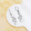 wholesale 925 Sterling Silver Snake Shape Pendant Hoop Earrings with Cubic Zirconia - Fashionable and Allergy-Free  for Her Him-0-3