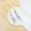 wholesale 925 Sterling Silver Snake Shape Pendant Hoop Earrings with Cubic Zirconia - Fashionable and Allergy-Free  for Her Him-0-4