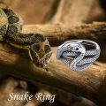 wholesale 925 Sterling Silver Snake Wrap Ring - Adjustable Size Vintage Fashion Jewelry for Women & Men-0-5