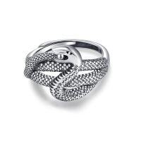 wholesale 925 Sterling Silver Snake Wrap Ring - Adjustable Size Vintage Fashion Jewelry for Women & Men- Oxidized/Oxidised