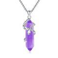 wholesale 925 Sterling Silver Purple Hexagon Crystal Snake Pendant Necklace for Women Gifts-0-0