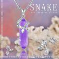 wholesale 925 Sterling Silver Purple Hexagon Crystal Snake Pendant Necklace for Women Gifts-0-5