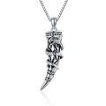 wholesale 925 Sterling Silver Norse Dragon Pendant Necklace for Men & Women - Viking Style Chain with Snakeskin Design-0-0