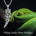 wholesale 925 Sterling Silver Norse Dragon Pendant Necklace for Men & Women - Viking Style Chain with Snakeskin Design-0-5