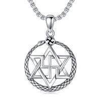 wholesale 925 Sterling Silver Snake Star of David Pendant Necklace Judaica s for Her Him- Oxidized/Oxidised