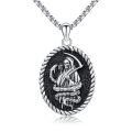 wholesale 925 Sterling Silver Blackened Grim Reaper Skull & Snake Scythe Pendant Necklace-0-0