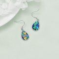 wholesale 925 Sterling Silver Abalone Shell Snake Flower Drop Earrings for Women and Girls-0-4