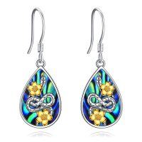 wholesale 925 Sterling Silver Abalone Shell Snake Flower Drop Earrings for Women and Girls- Rhodium And Gold Plated