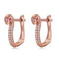 wholesale 925 Sterling Silver Rose Gold Plated Snake Head CZ Stone Huggie Hoops - Christmas Gifts for Women Girls-0-0