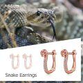 wholesale 925 Sterling Silver Rose Gold Plated Snake Head CZ Stone Huggie Hoops - Christmas Gifts for Women Girls-0-6