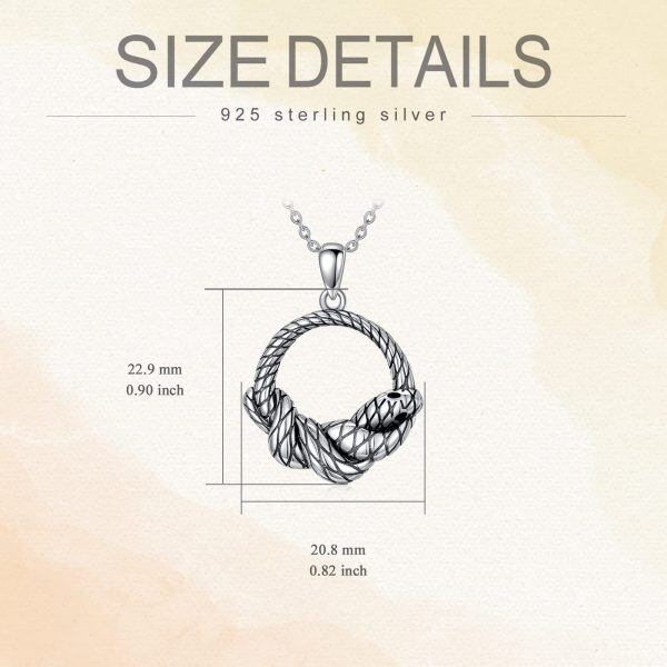 Sterling Silver Snake Circle Pendant Necklace-1