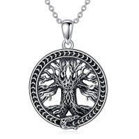 wholesale 925 Sterling Silver Moonstone Tree of Life Pendant Necklace with 18+2 Chain - Celtic Jewelry for Women and Men- Oxidized/Oxidised