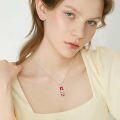 wholesale 925 Sterling Silver Red Stone Rose and Snake Design Pendant Necklace for Women Girls-0-2