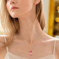 wholesale 925 Sterling Silver Red Stone Rose and Snake Design Pendant Necklace for Women Girls-0-3
