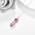 wholesale 925 Sterling Silver Red Stone Rose and Snake Design Pendant Necklace for Women Girls-0-4