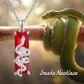 wholesale 925 Sterling Silver Red Stone Rose and Snake Design Pendant Necklace for Women Girls-0-5