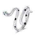 wholesale 925 Sterling Silver Snake Green Stone Open Adjustable Ring for Women Girls Gifts Jewelry Accessories-0-0