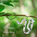 wholesale 925 Sterling Silver Snake Green Stone Open Adjustable Ring for Women Girls Gifts Jewelry Accessories-0-5