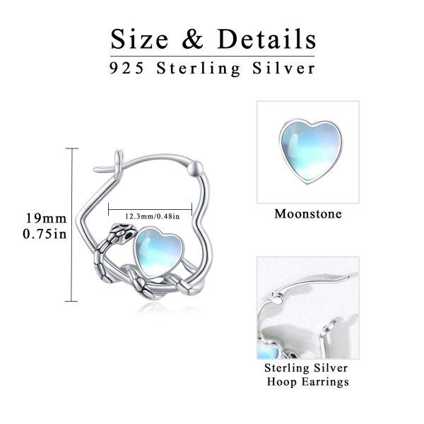 Sterling Silver Snake Moonstone Hoop Earrings-1