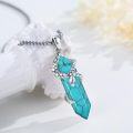 wholesale 925 Sterling Silver Turquoise Stone Snake Pendant Healing Crystals Necklaces for Women Gifts-0-3