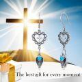 wholesale 925 Sterling Silver Turquoise Cobra Heart Cross Drop Earrings for Women-0-5
