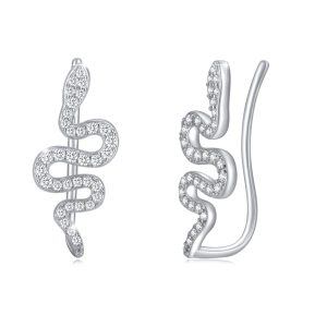 Sterling Silver Shining CZ Snake Ear Climbers-0