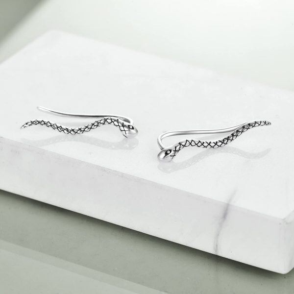 Sterling Silver Oxidized Snake Ear Climbers-3