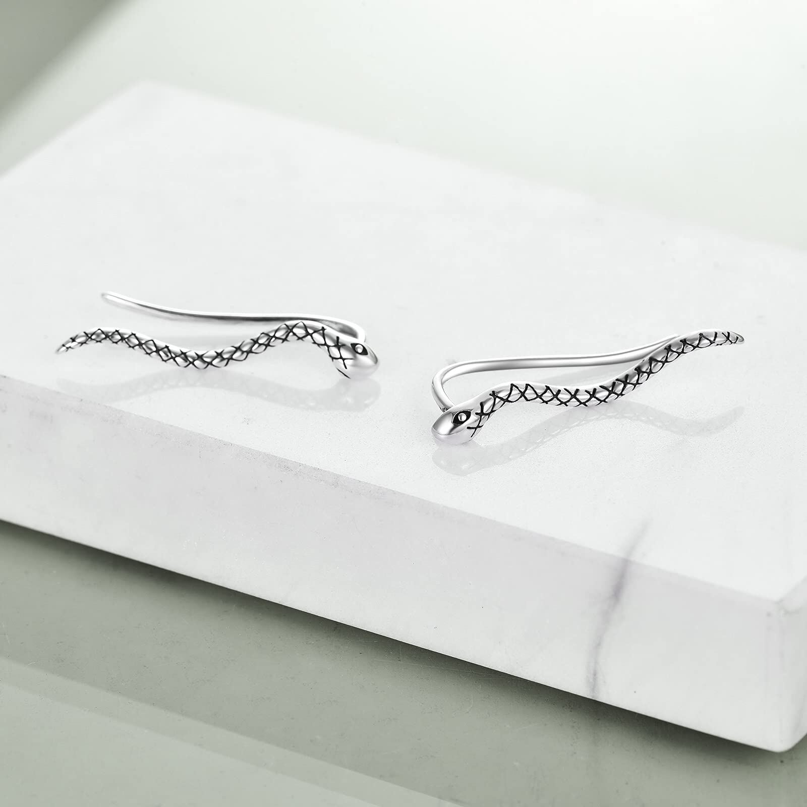 Sterling Silver Oxidized Snake Ear Climbers - Oxidized/Oxidised-0-3