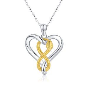 Sterling Silver Heart Infinity Snake Pendant Necklace-0