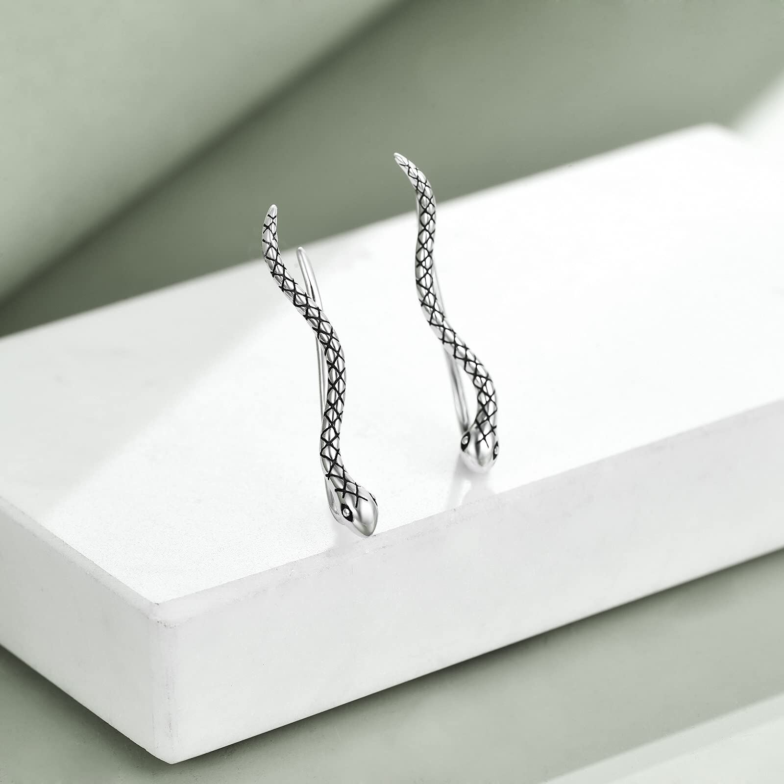 Sterling Silver Oxidized Snake Ear Climbers - Oxidized/Oxidised-0-4