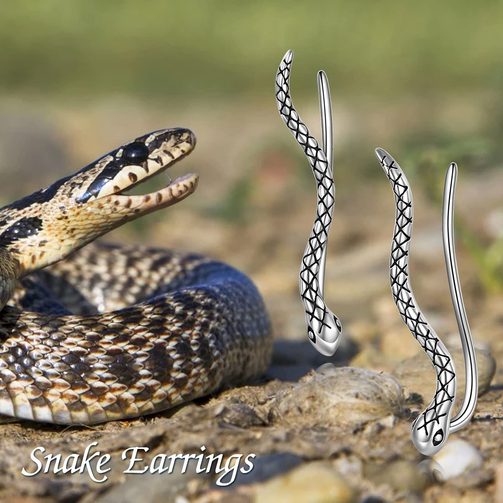 Sterling Silver Oxidized Snake Ear Climbers - Oxidized/Oxidised-0-5