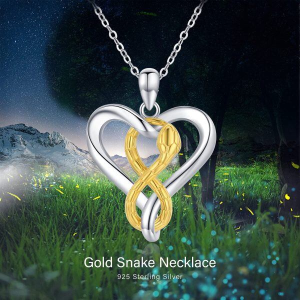 Sterling Silver Heart Infinity Snake Pendant Necklace-6