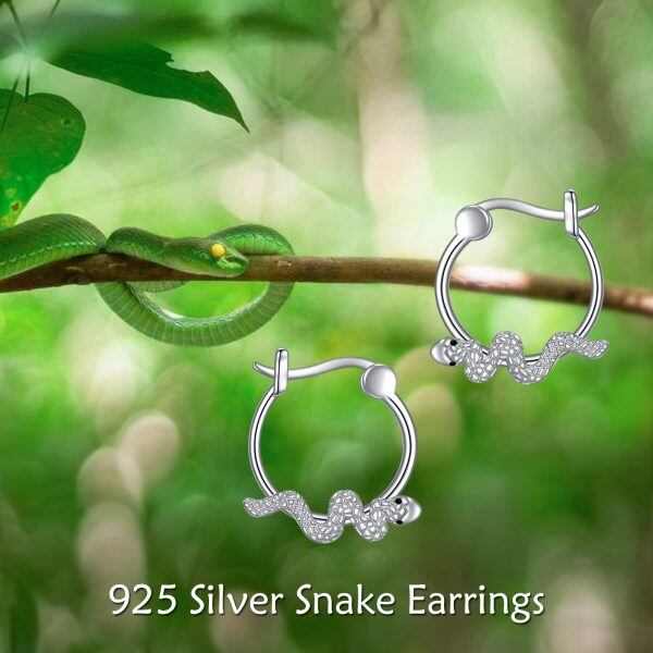 Sterling Silver Snake Hoop Earrings-3