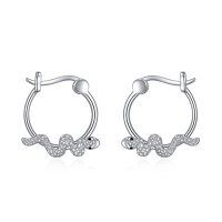 wholesale 925 Sterling Silver Snake Design Hoop Earrings Gift for Women- Rhodium Plated
