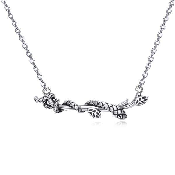 Sterling Silver Sleep Snake Pendant Necklace-0