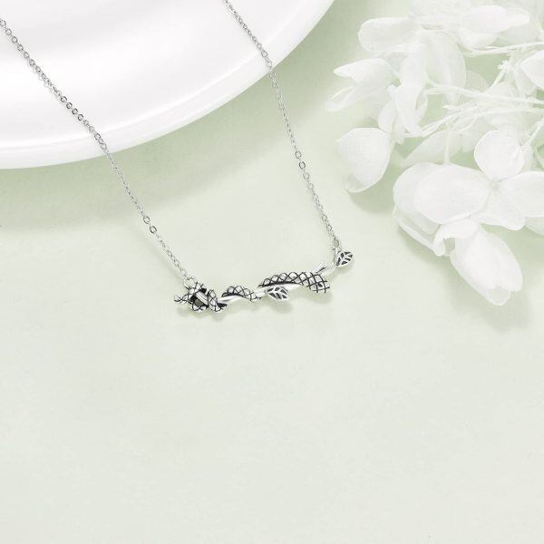 Sterling Silver Sleep Snake Pendant Necklace-4