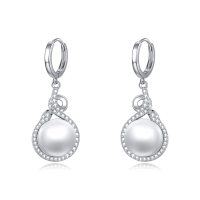 wholesale 925 Sterling Silver Round Shell Drop Dangle Earrings for Women Gifts- Rhodium Plated