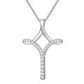wholesale 925 Sterling Silver Metal Diamond Women's Cross Pendant Necklaces - Lab-Grown Diamonds Gifts for Her/Mom/Girls-0-0