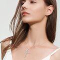 wholesale 925 Sterling Silver Metal Diamond Women's Cross Pendant Necklaces - Lab-Grown Diamonds Gifts for Her/Mom/Girls-0-2