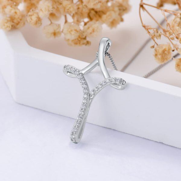 Sterling Silver 0.4ct Diamond Cross Pendant Necklace-3