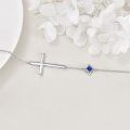 wholesale 925 Sterling Silver Blue Crystal Clover Cross Bracelet for Women Girls-0-4