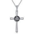 wholesale 925 Sterling Silver Valknut Viking Odin Knot Cross Pendant Necklace Norse Pagan Amulet Jewelry for Men & Women-0-0