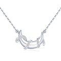 wholesale 925 Sterling Silver Snake Pendant with CZ Stones and Chain - Crescent Moon Design Holiday Gift for Her-0-0