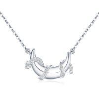 wholesale 925 Sterling Silver Snake Pendant with CZ Stones and Chain - Crescent Moon Design Holiday Gift for Her- Rhodium Plated