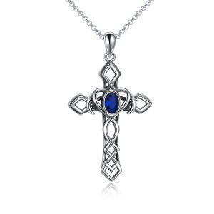 Sterling Silver Celtic Knot Cross Pendant Necklace-0