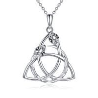 wholesale 925 Sterling Silver Celtic Knot Snake Pendant Necklace for Women's - Rhodium Plated