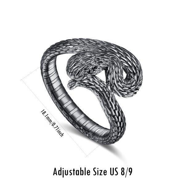 Sterling Silver Black Snake Adjustable Rings-1