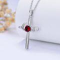 wholesale 925 Sterling Silver Red Garnet Spiral Cross Pendant Necklace for Women Girls Birthstone s-0-3