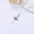 wholesale 925 Sterling Silver Red Garnet Spiral Cross Pendant Necklace for Women Girls Birthstone s-0-4