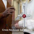 wholesale 925 Sterling Silver Red Garnet Spiral Cross Pendant Necklace for Women Girls Birthstone s-0-5